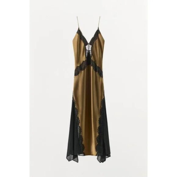 ZARA COMBINATION SATIN LACE DRESS - Picture 3 of 7